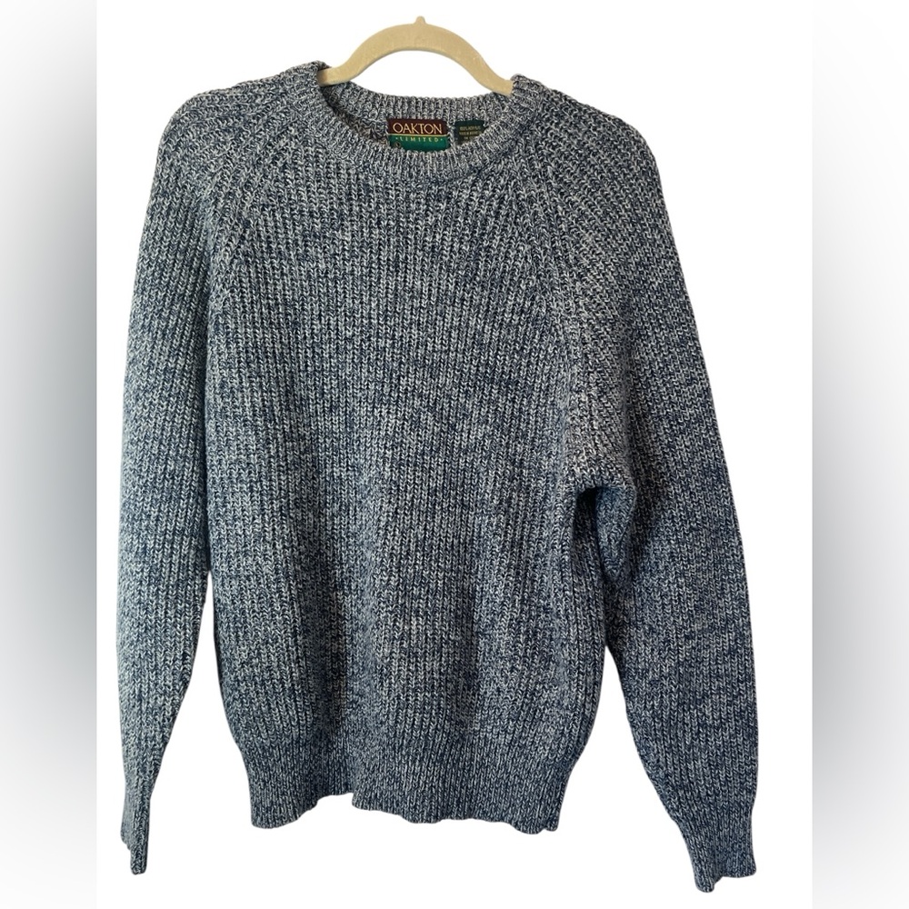 Vintage Oakton Limited Men's Crew Neck Sweater Size L Blue Fisherman Chunky
